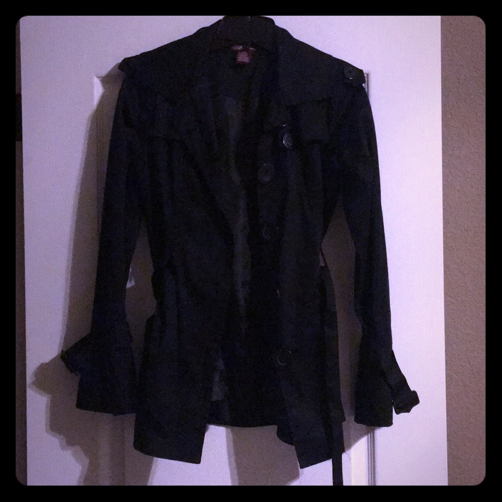 Hip length trench coat